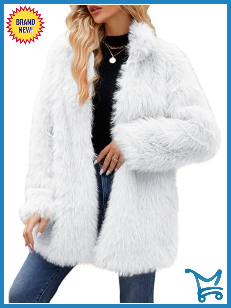 Faux Fur Coat Long Sleeve Warm Open Front Fluffy Jacket